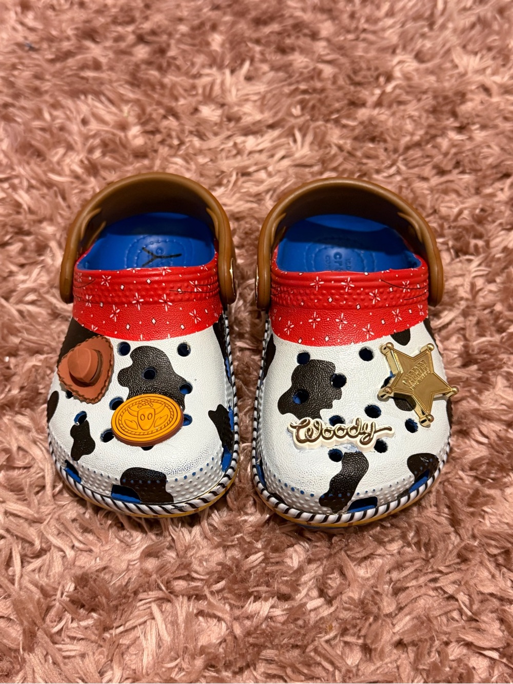 Toy Story Woody Kids Clogs - White/Black/Red size 6C